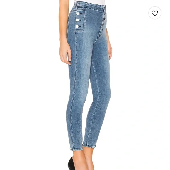 J Brand Natasha Sky High Crop Skinny in Meteor exposed button - Picture 2 of 12